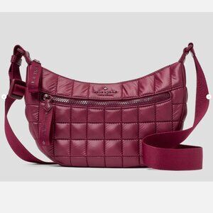 kate spade camden quilted large sling bag purse in burgundy /blackberry preserve